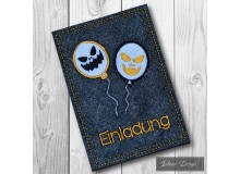 Stickdatei - ITH Postkarte Einladung Halloween Ballons
